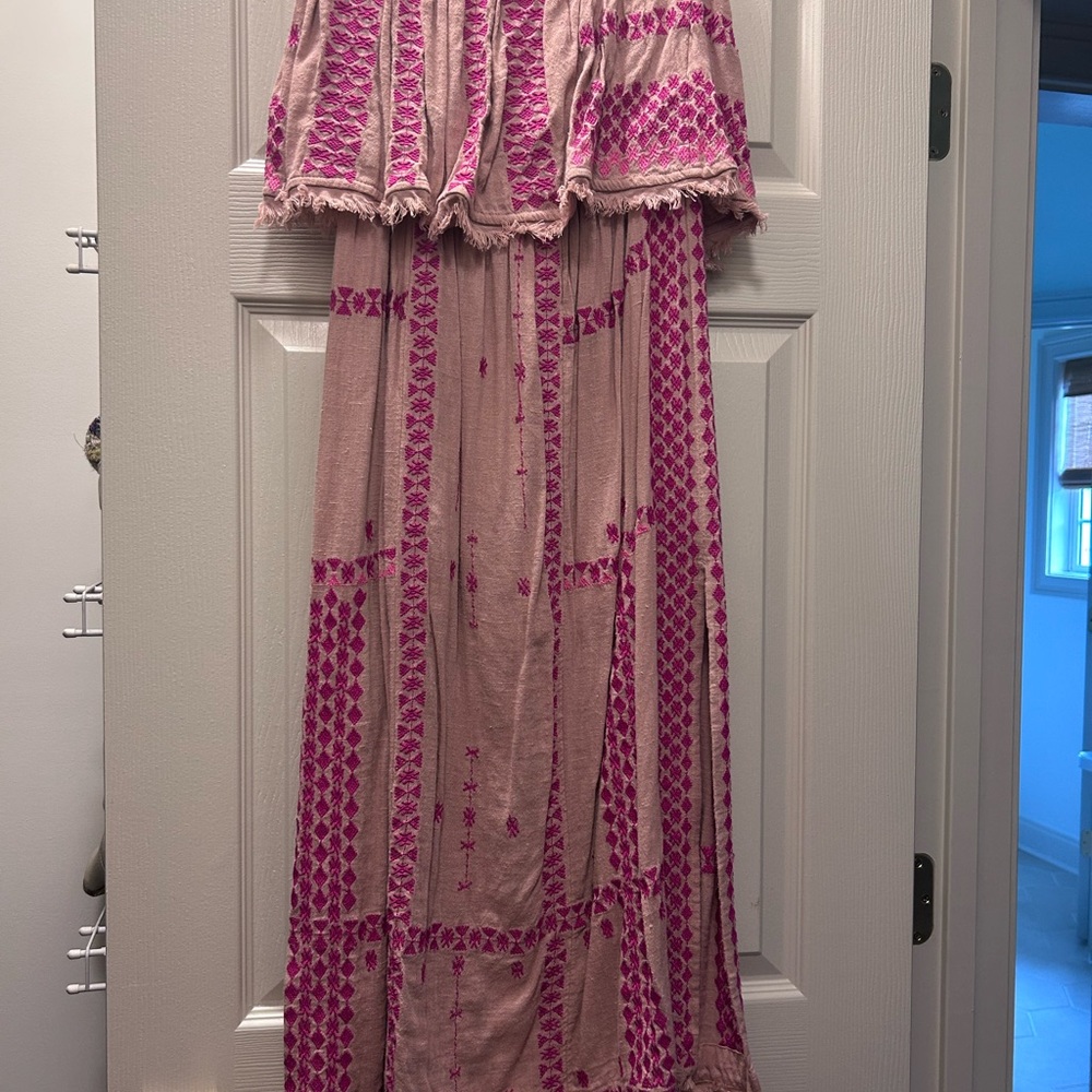 Free People Pink and Cream Midi Dress